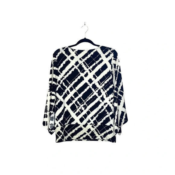 Chico’s Black & Cream Abstract Print Flutter Sleeve Blouse 0 Small Women’s - Picture 7 of 12